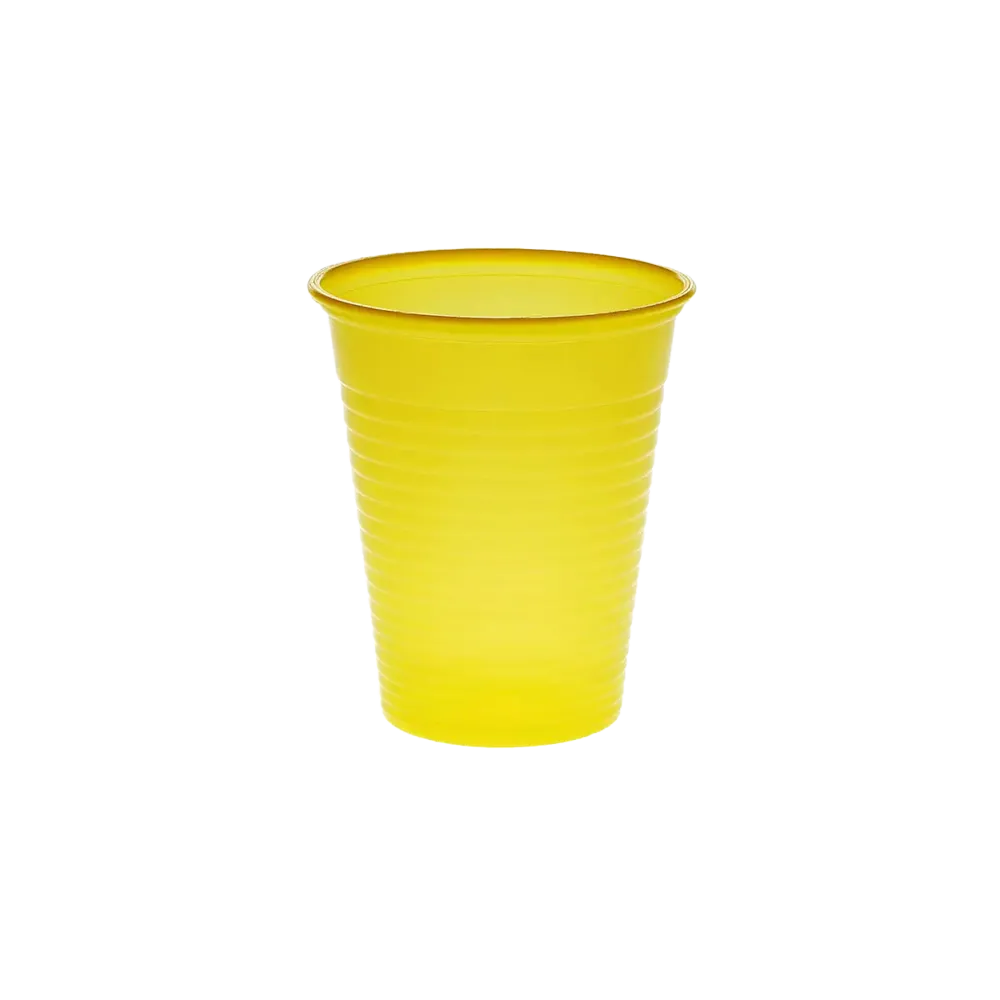 PE Mouthwash cup, 180 ml, colour yellow, polyethylene: buy strong, non-slip PE Mouthwash cup with rounded rim for dental use.
