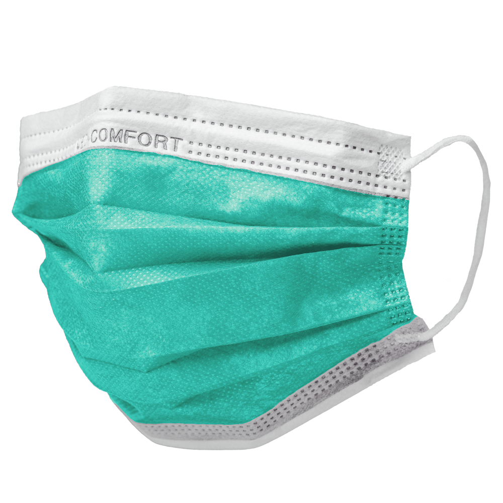 OP mask, green, fleece type IIR, Med-Comfort: buy mouth protection as medical mask.
