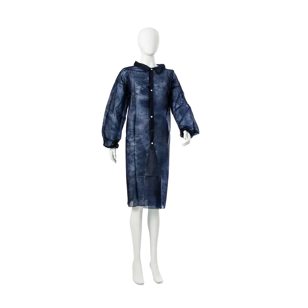 PP Fleece non-woven visitor gowns, dark blue, size M, Med-Comfort