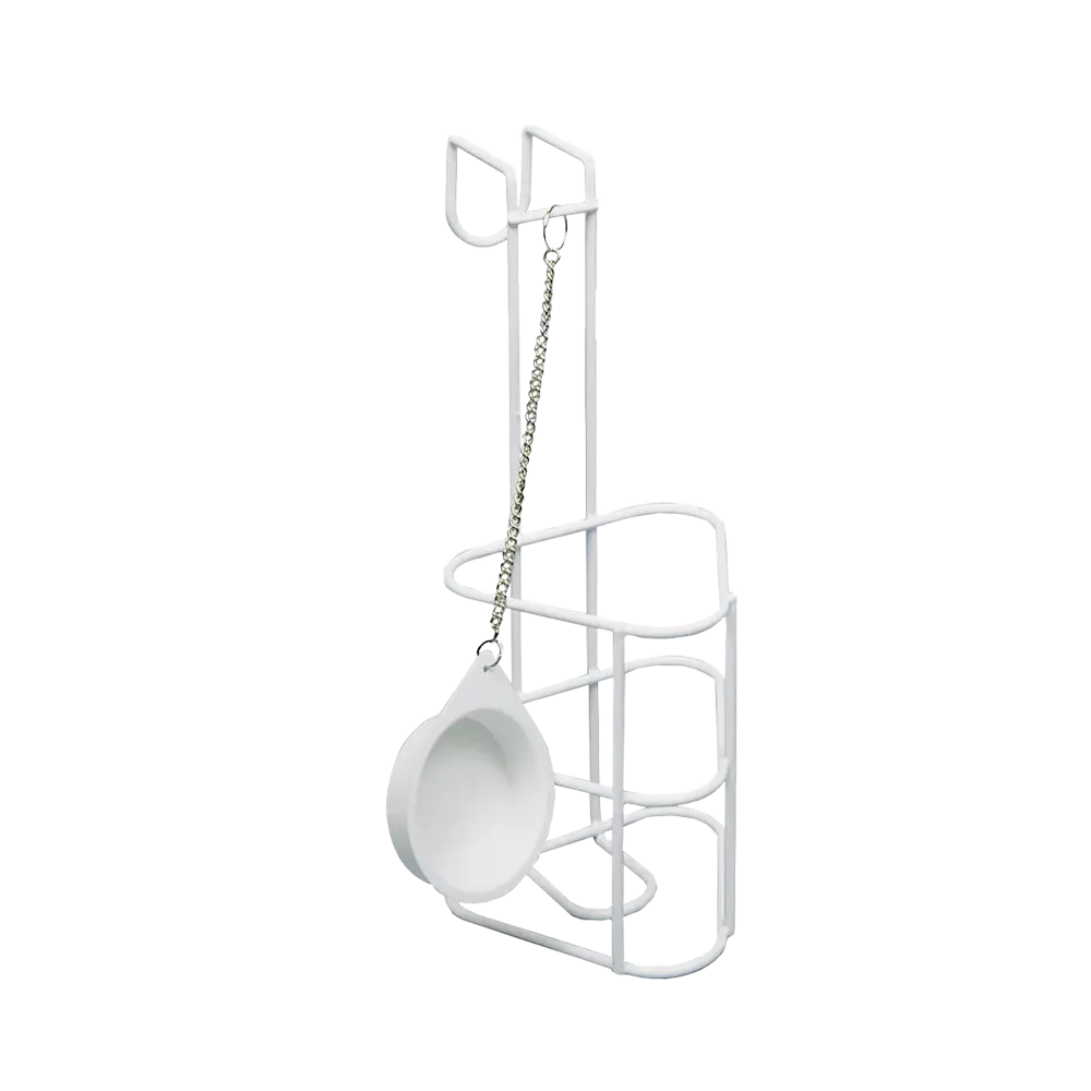 Urine bottle holder with lid, white, metal
