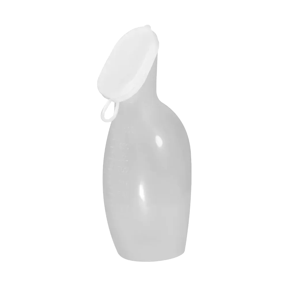 PP Urine bottle for women, 1 litre, colour translucent with white PE lid, Top-Comfort