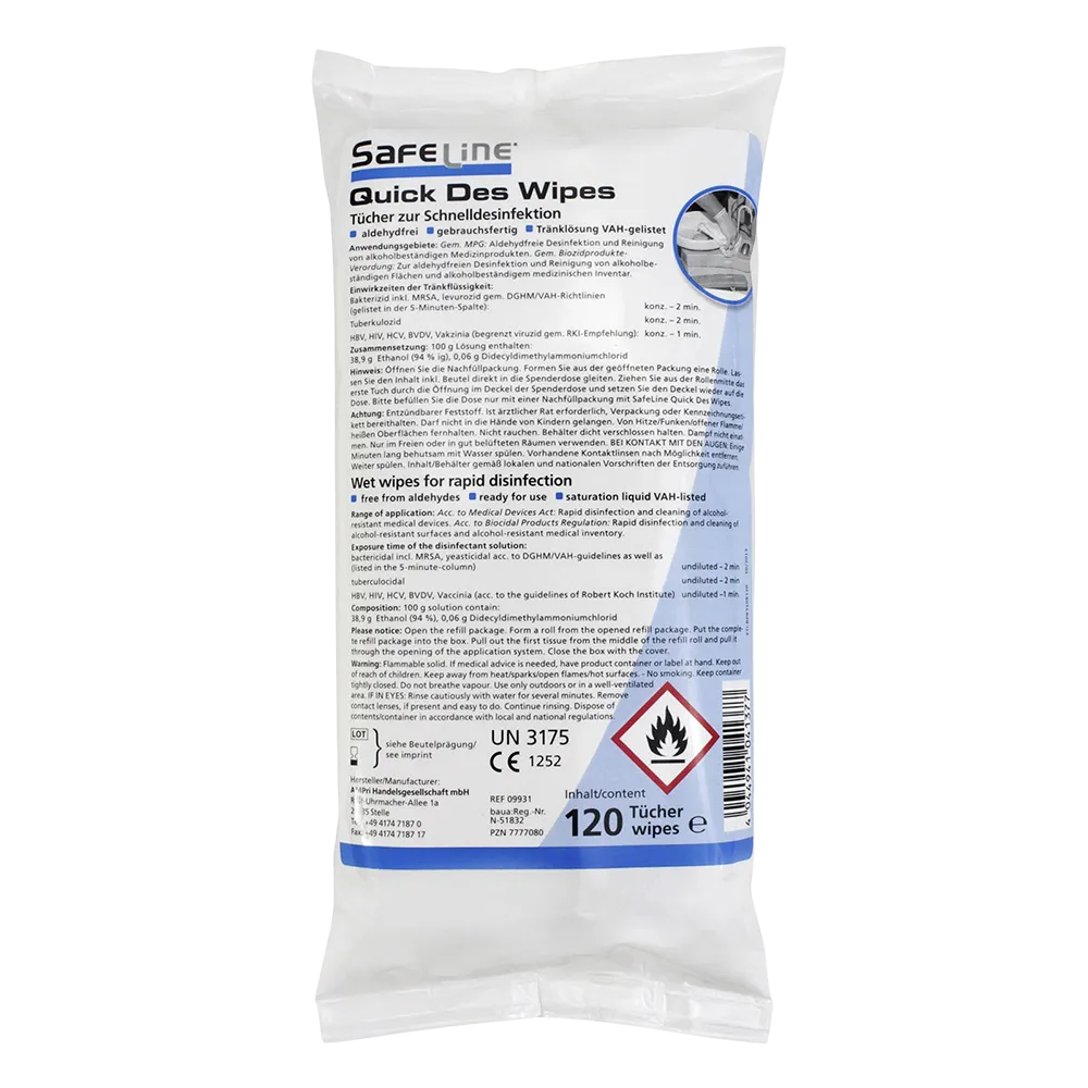 Disinfection wipes, refill, Safeline Quick Des Wipes Refill
