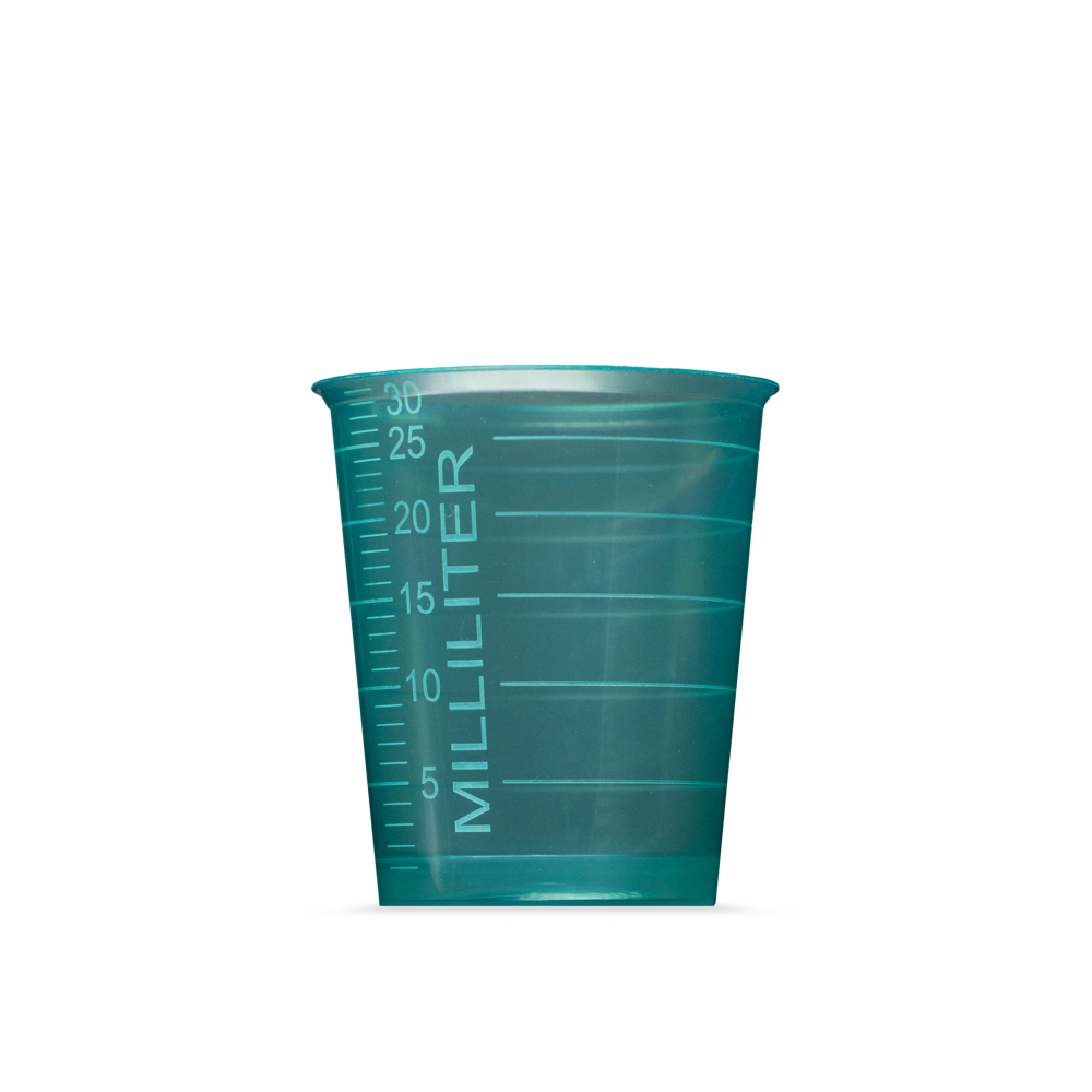 PP Medicine cup, colour green, 30 ml, graduated: buy polypropylene medicine cups for taking medicines or for dosing liquids and distributing medicines as ward supplies.