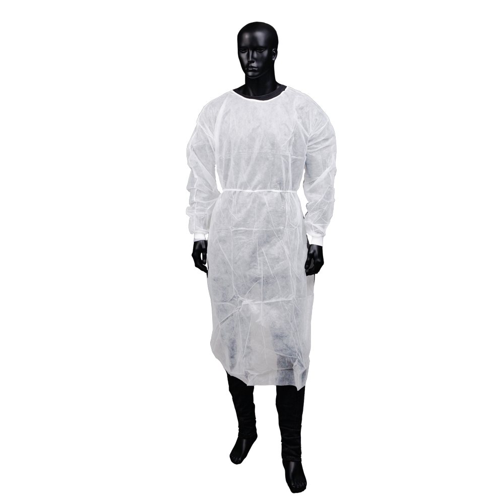 PP Disposable visitor gown, size L, XL, colour white, non-woven, Med-Comfort: buy disposable gown for tying, with tricot cuffs for a secure fit on the arm.
