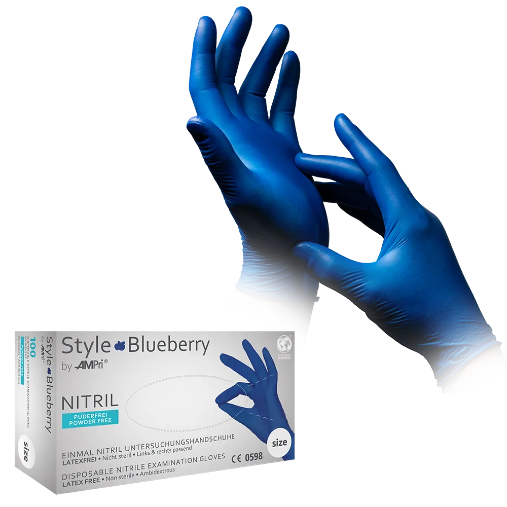 Nitrile gloves, dark blue, size XL, powder free, style blueberry by Med-Comfort