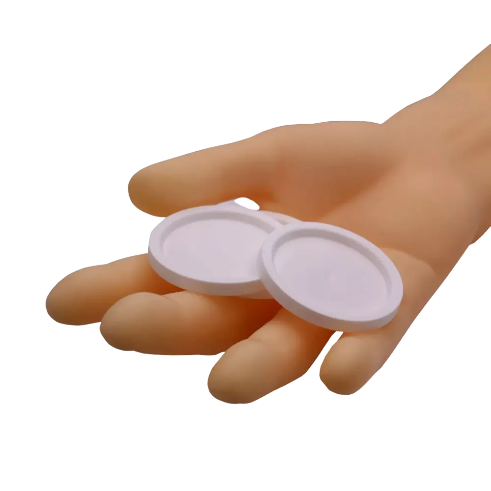 PE Lid for medicine cups, colour white