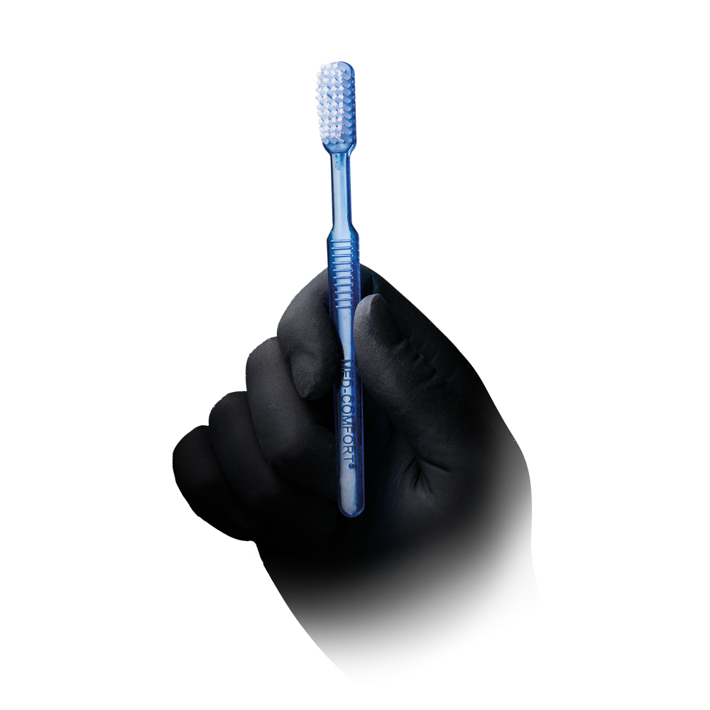 Dental PS disposable toothbrush without toothpaste, colour blue, 15 x 2,6 cm, Med-Comfort: buy polystyrene disposable toothbrush for travel and use before dental treatment, as dental supplies.