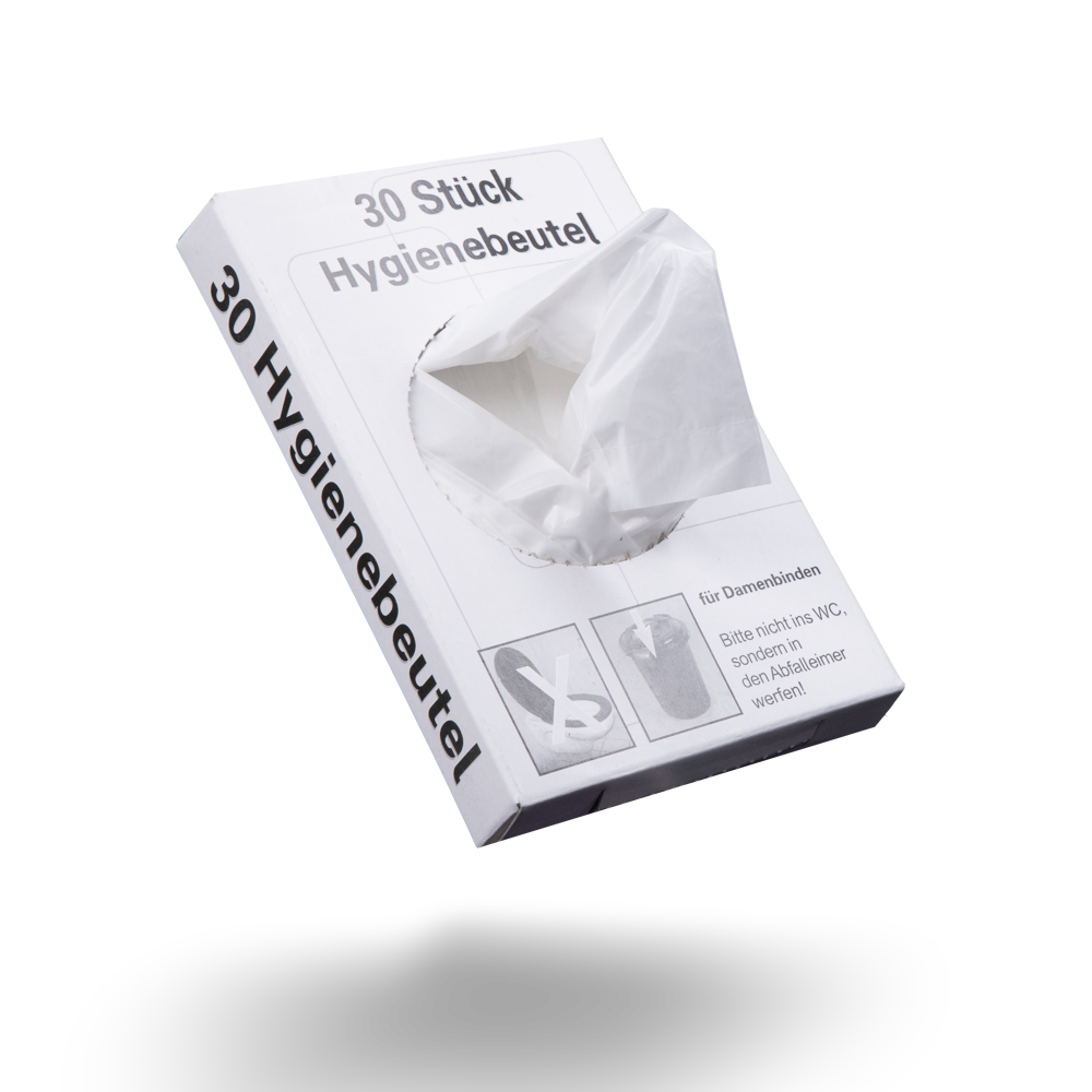 PE Hygiene bag, white, 8 x 6 x 25,5 cm