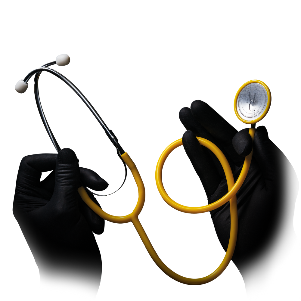 PVC Flat head stethoscope, colour yellow, Med-Comfort: buy stethoscope for nurses with aluminium alloy head for use in medicine and care as ward and patient supplies.
