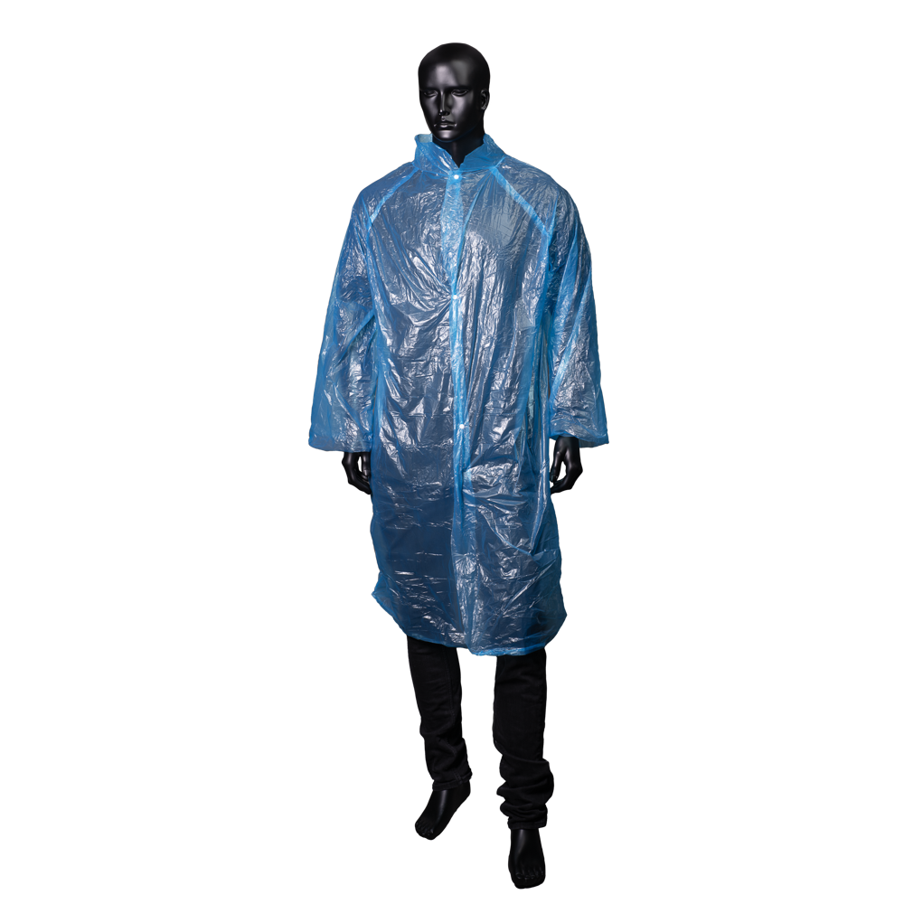 PE Disposable visitor gowns, blue, 115 x 150 cm, medium, Med-Comfort: buy disposable polyethylene gown for visitors.