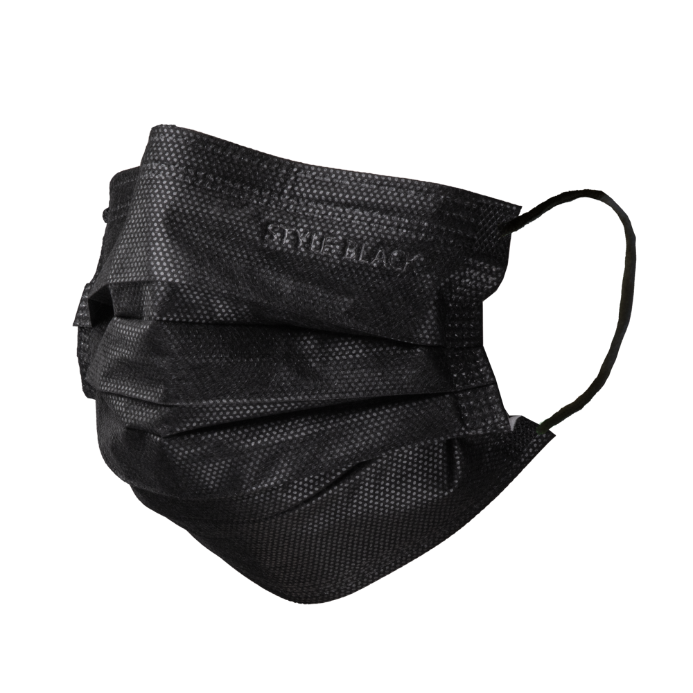 Surgical mask, black, black, type IIR, style by Med-Comfort
