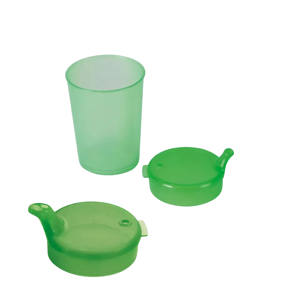 PP Beak cup top and bottom SET, green, 50 x 250 ml: buy polypropylene top and bottom SET for 50 beak cups as patient supplies.