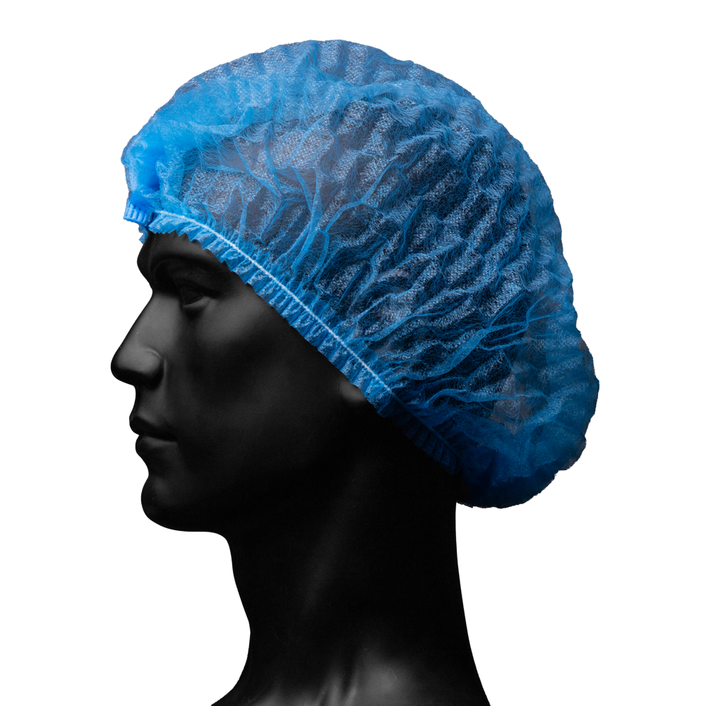 Clip-on bonnets, size M, diameter 52 cm, blue, Med-Comfort: buy disposable hygienic protection as PPE suitable for the food sector.
