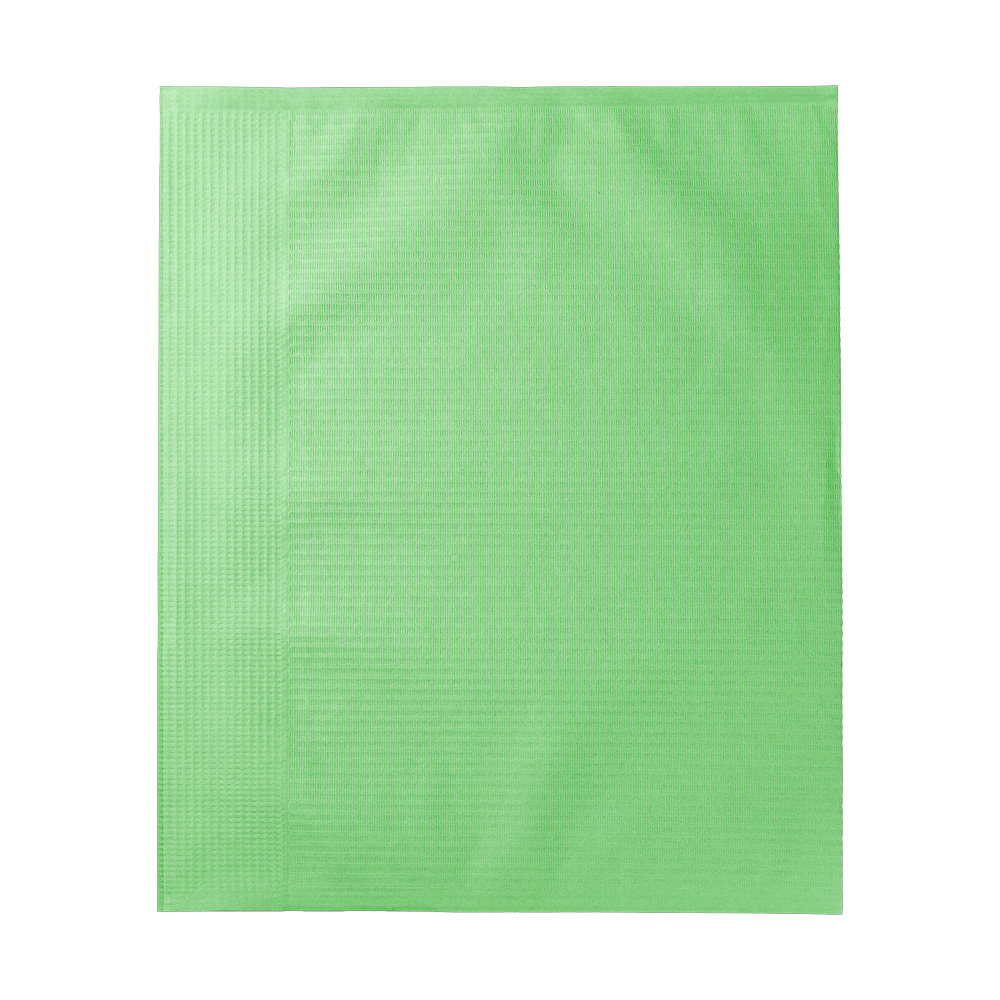 Disposable tray filter paper, 28 x 36 cm, colour green, cellulose: buy dental crepe pad for single use during dental treatments.