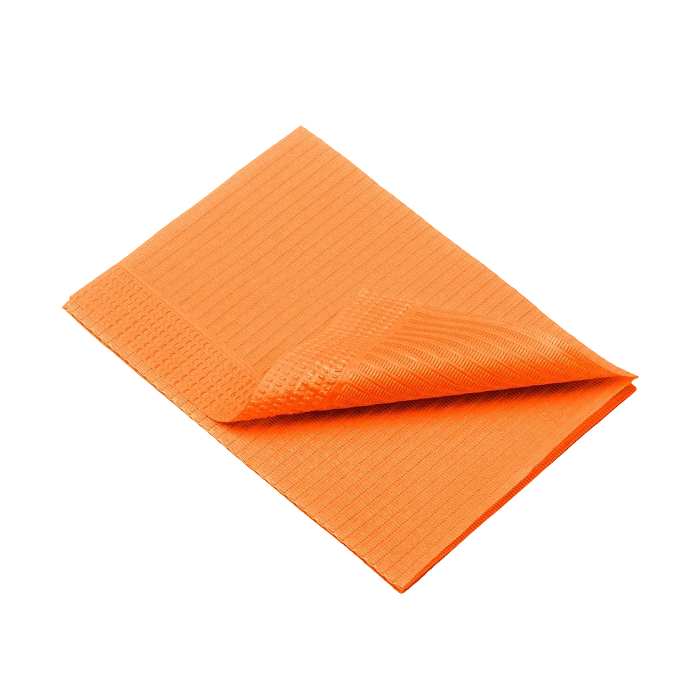 Dental disposable patient napkins, 33 x 45 cm, colour orange: buy 1 or 2-ply dental napkins for use during dental treatments as dental practice supplies.