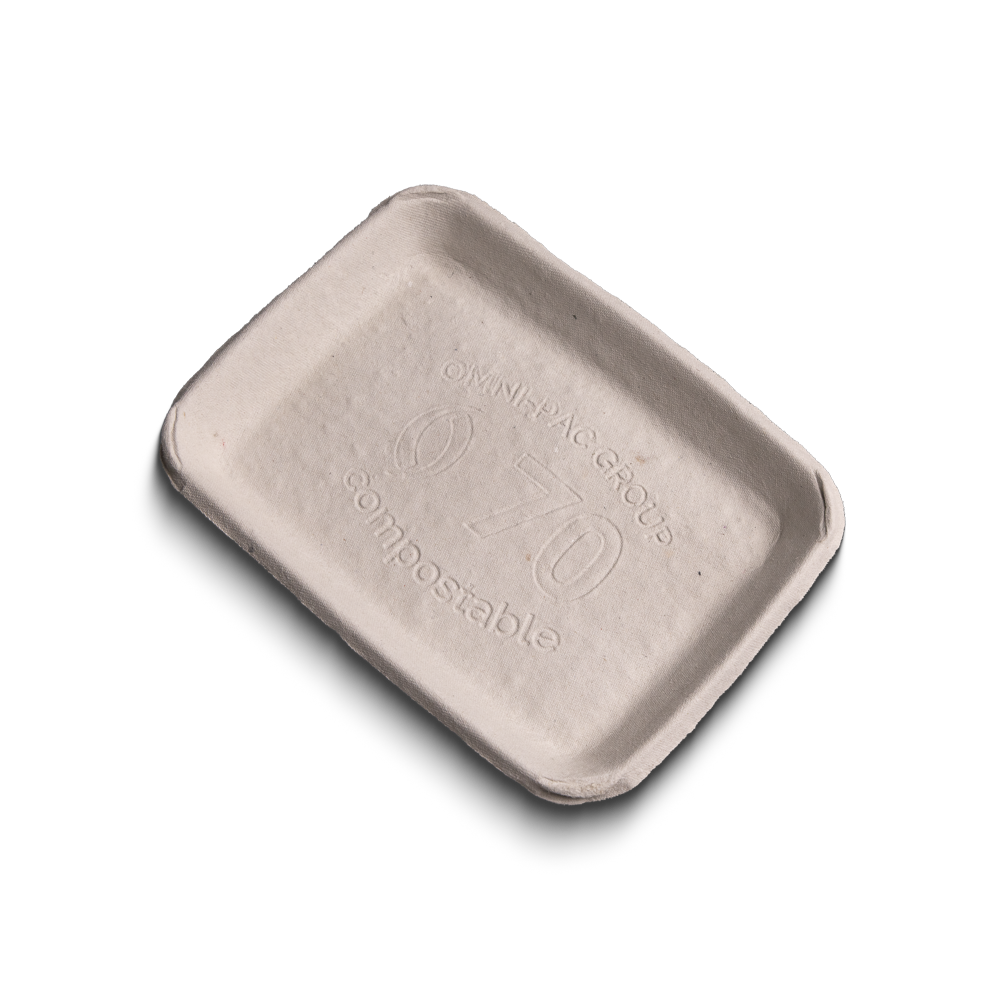 Foodtainer, moulded fibre tray, 180 x 136 x 20 mm, white, CareTainer