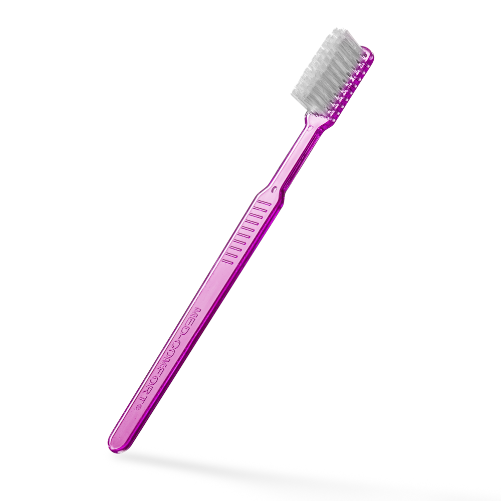 Dental PS disposable toothbrush with toothpaste, colour pink, 15 x 2,6 cm, Med-Comfort: buy polystyrene disposable toothbrush for travel and use before dental treatment, as dental supplies.