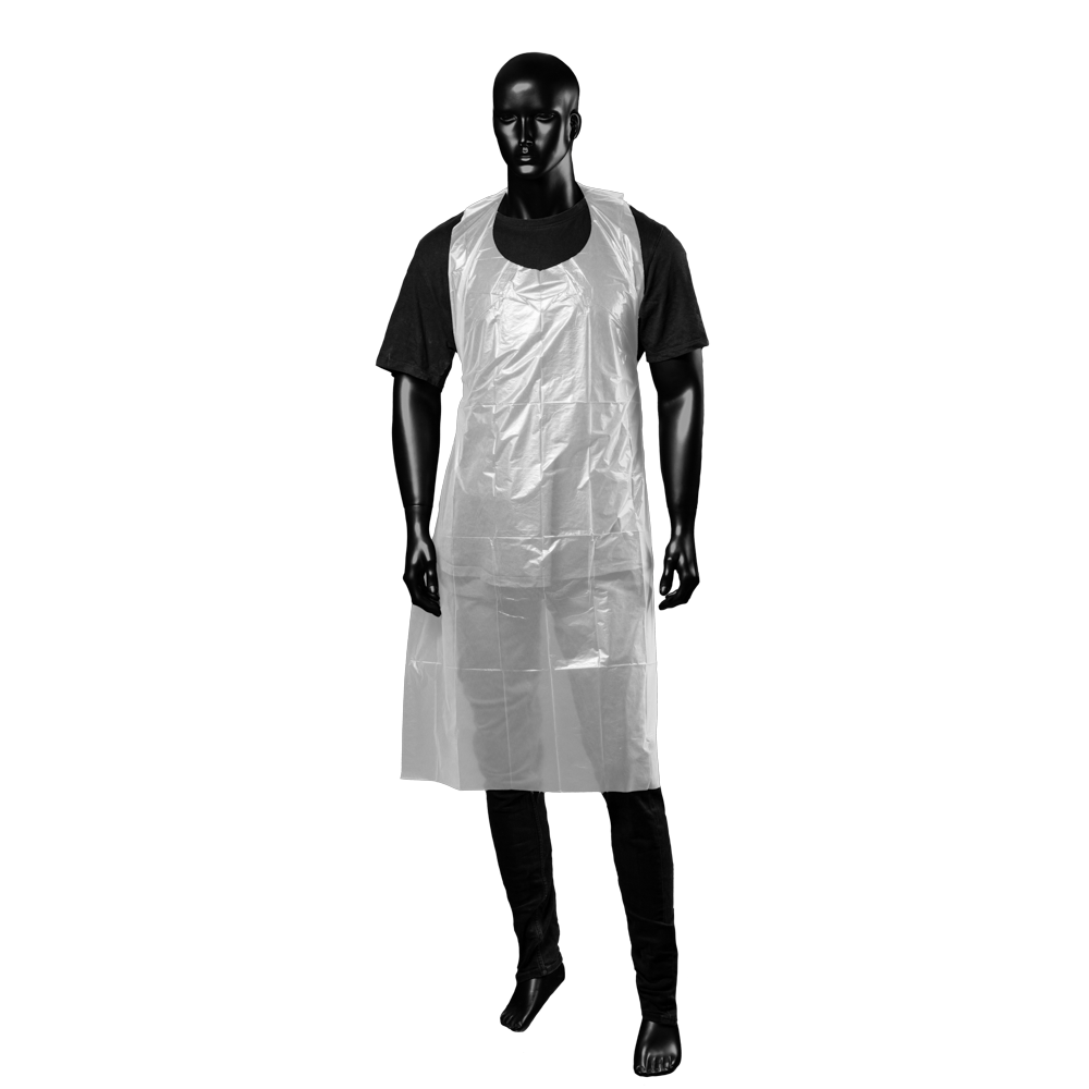Disposable aprons, white, 80 x 125 cm, polyethylene, Med-Comfort: buy disposable apron for bandaging in hygienic dispenser box.