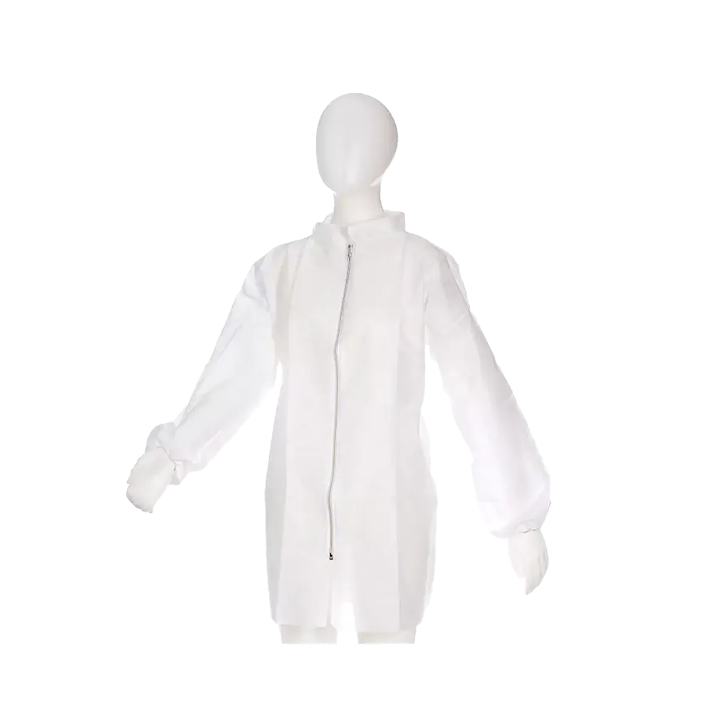 PP Non-woven visitor jacket with zip, white, size M, Med-Comfort