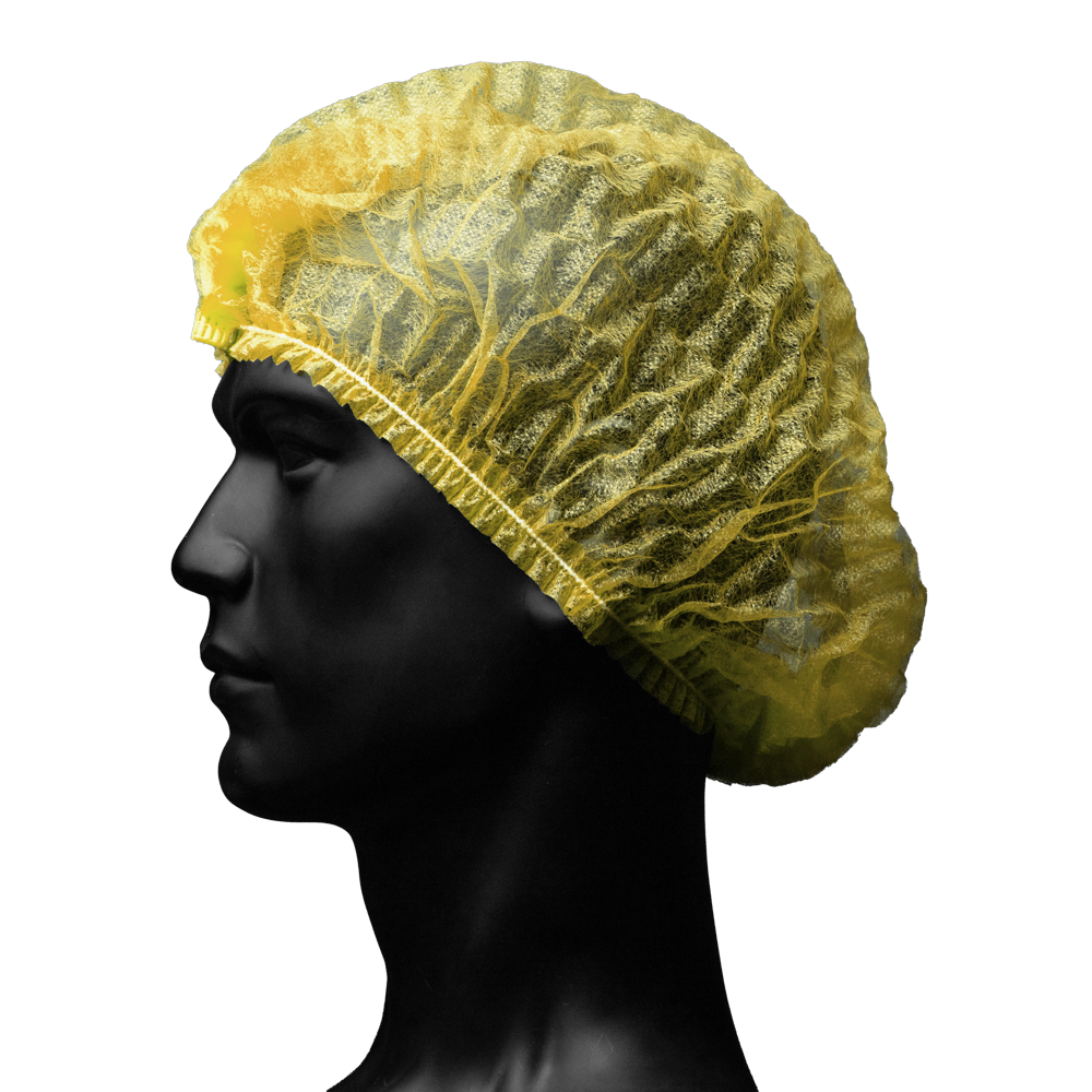 Clip-on bonnets, size M, diameter 52 cm, yellow, Med-Comfort: buy disposable hygienic protection as PPE suitable for the food sector.