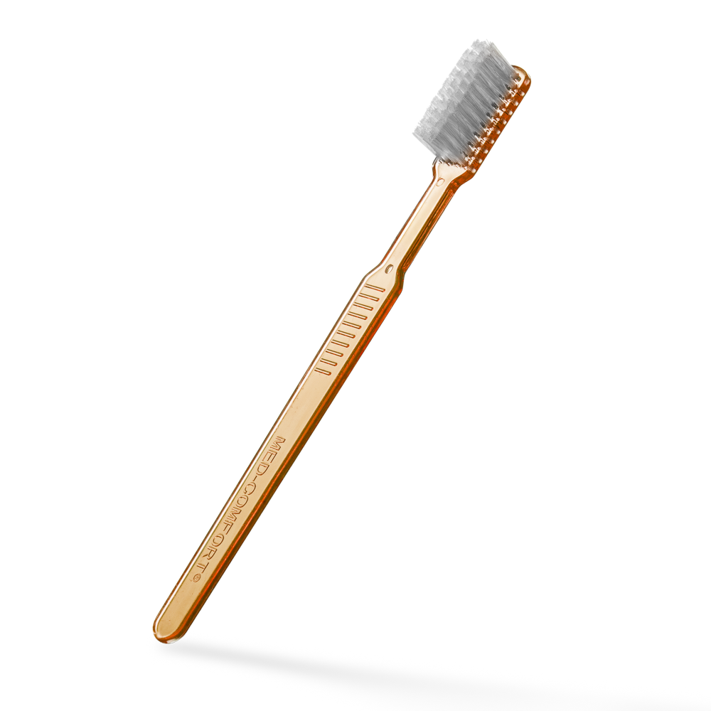 Dental PS disposable toothbrush with toothpaste, colour orange, 15 x 2,6 cm, Med-Comfort: buy polystyrene disposable toothbrush for travel and use before dental treatment, as dental supplies.