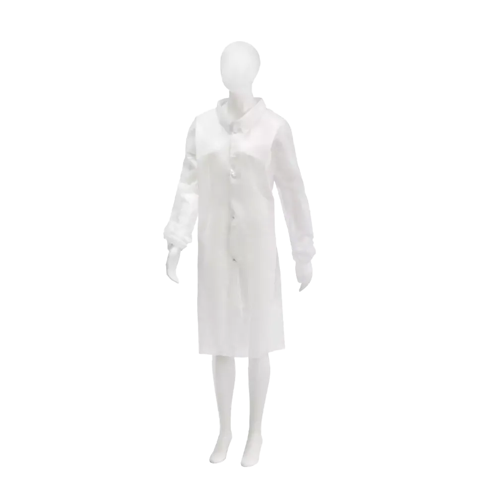 PP Fleece non-woven visitor gowns, white, size XL, Med-Comfort