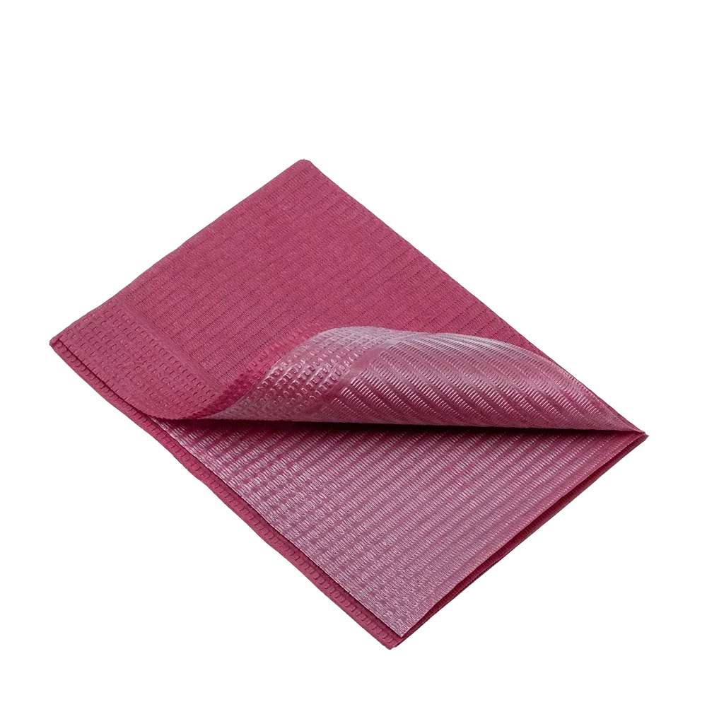 Dental disposable patient napkins, 33 x 45 cm, colour wine red: buy 1 or 2-ply dental napkins for use during dental treatments as practice supplies.