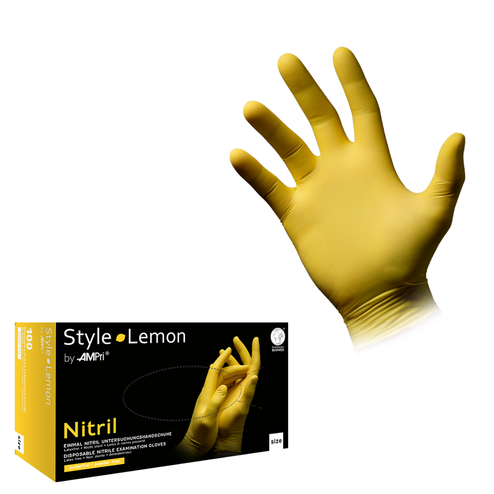 Nitrile gloves, yellow, size XS, powder free, style Lemon by Med