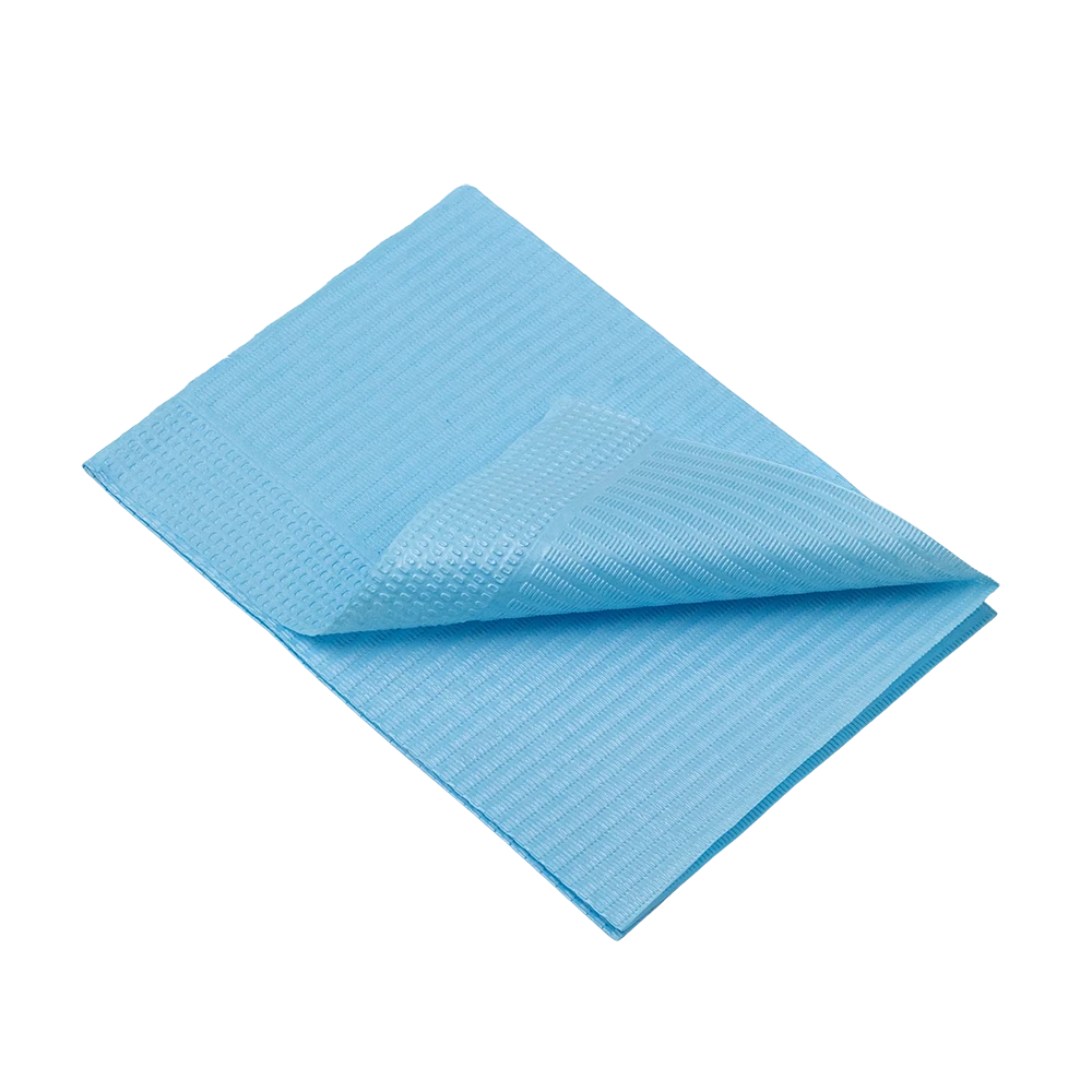 Dental disposable patient napkins, 33 x 45 cm, colour light blue: buy 1 or 2-ply dental napkins for use during dental treatments as practice supplies.