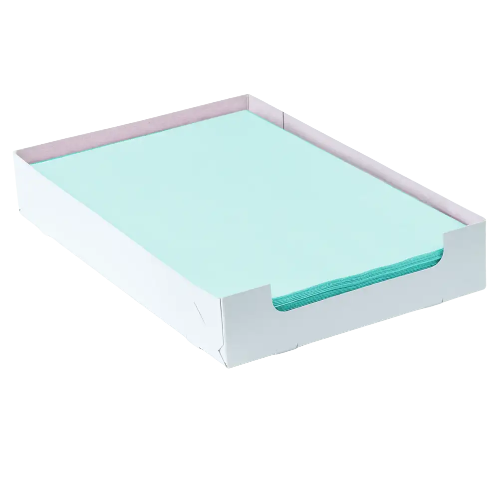 Disposable tray filter paper box, 18 x 28 cm, colour green, cellulose