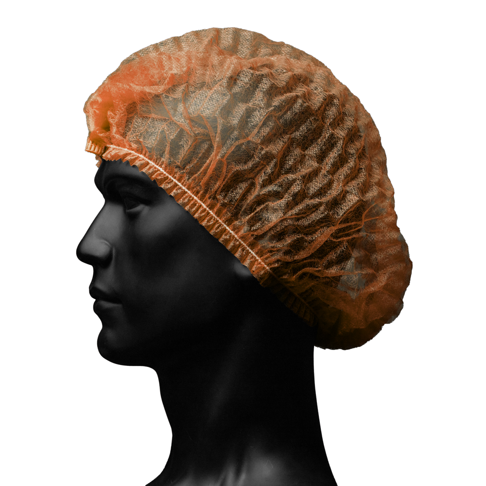 Clip-on bonnets, size M, diameter 52 cm, orange, Med-Comfort: buy disposable hygienic protection as PPE suitable for the food sector.