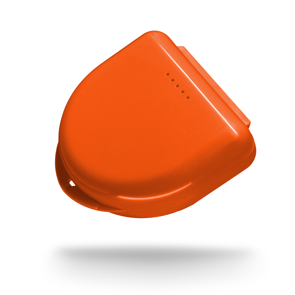 PP Dental splint box for adults, 65 x 58 x 20 cm, colour, orange, polypropylene: buy stable and robust splint box for storing dental splints and bite splints as dental supplies.
