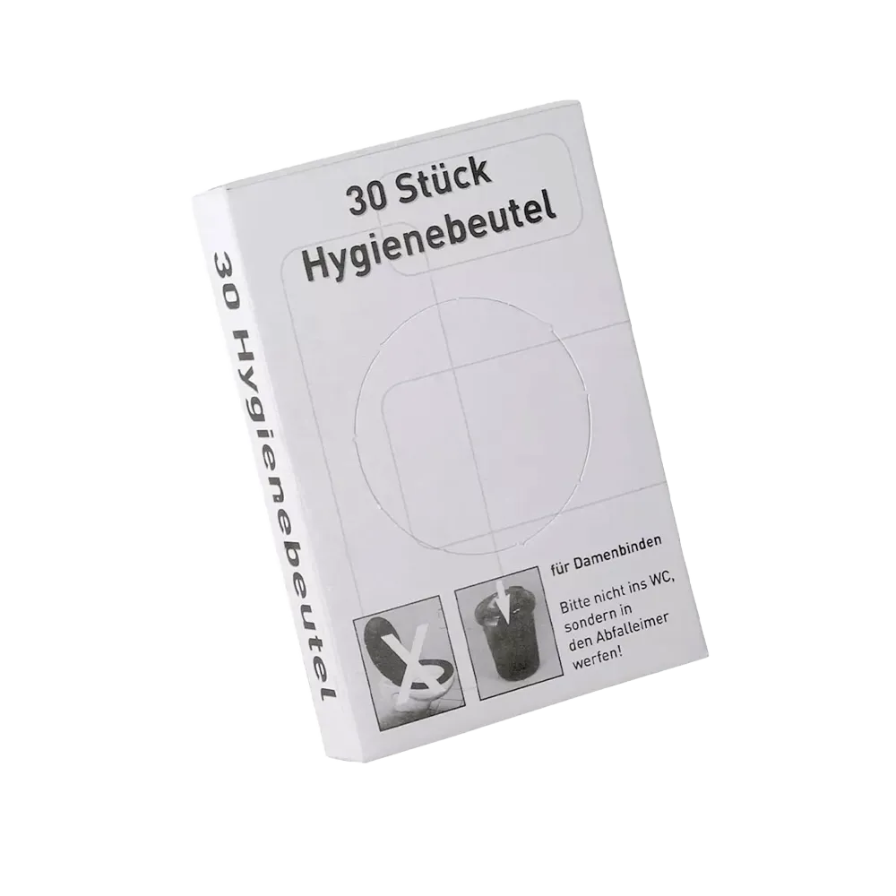 PE Hygiene bag, white, 8 x 6 x 25,5 cm