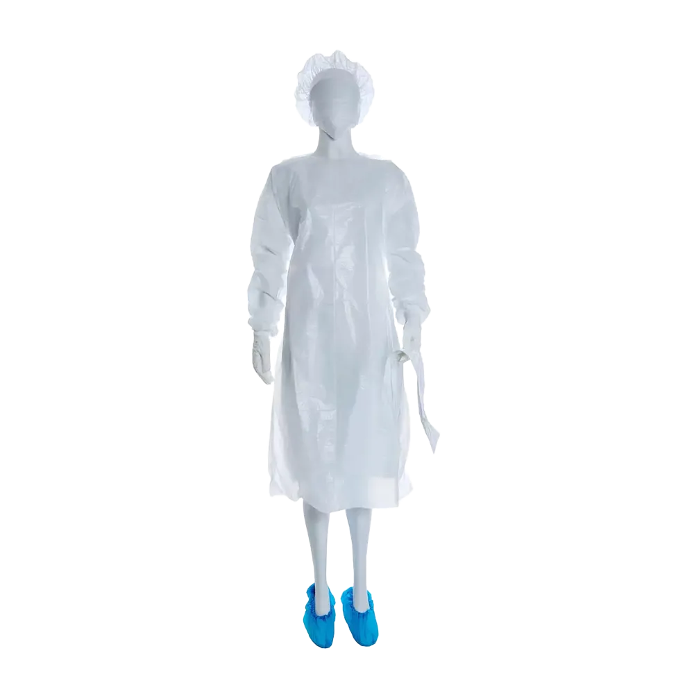 Hygiene SET, SMS gown, face mask, barrette bonnet, nitrile gloves, PE overshoes, apron, waste bag, Safe Comfort