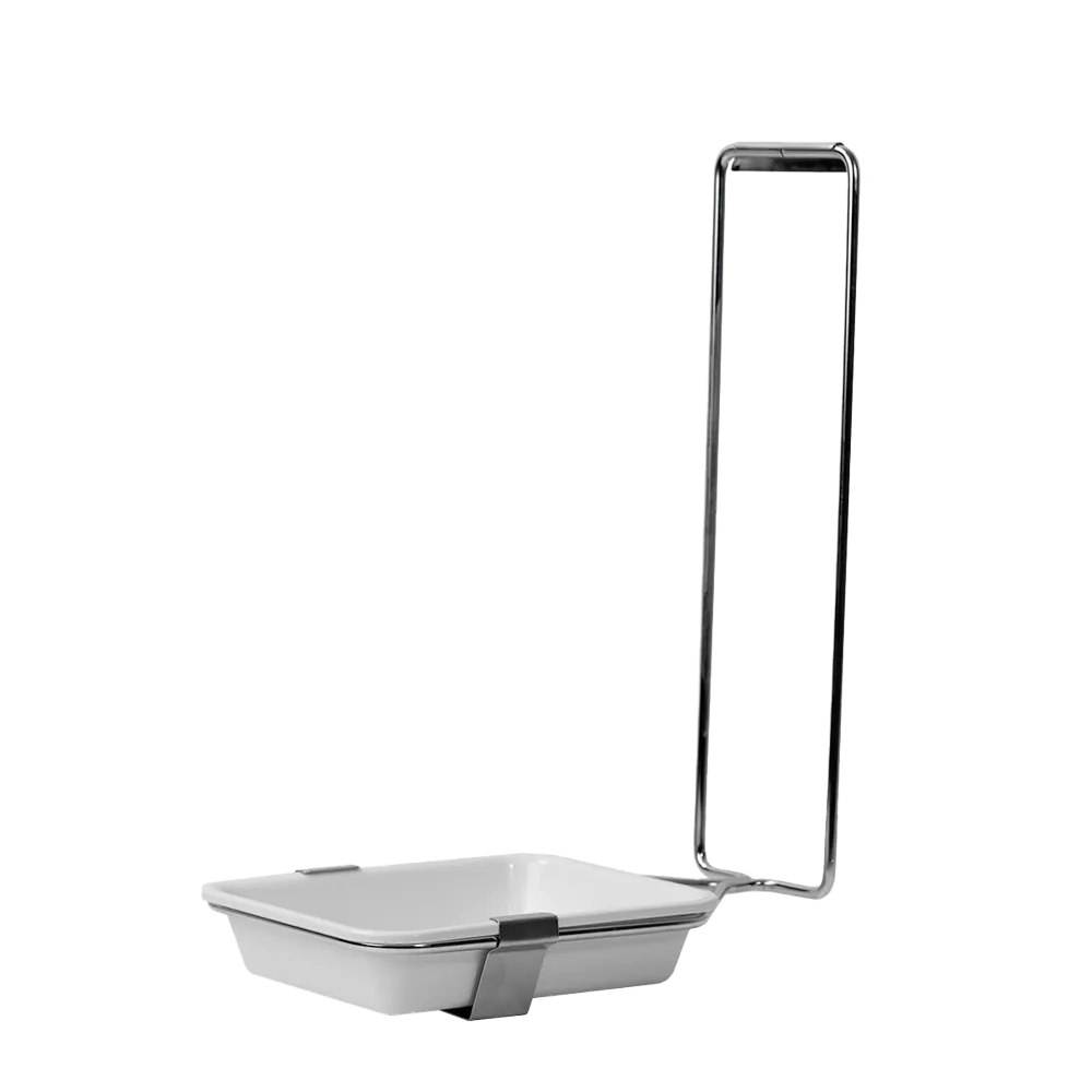Stainless steel bowl holder, for all 500 ml disinfectant and soap dispensers with removable plastic bowl as an accessory for wall dispensers.