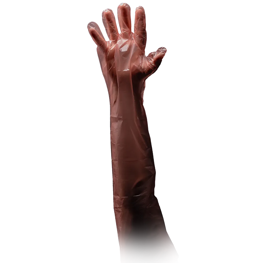 PE Veterinary glove, orange, size unisize, hammered, Med-Comfort: buy PE Disposable gloves.