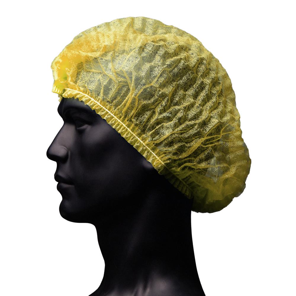 Clip-on bonnets, size M, diameter 52 cm, yellow, Med-Comfort: buy disposable hygienic protection as PPE suitable for the food sector.