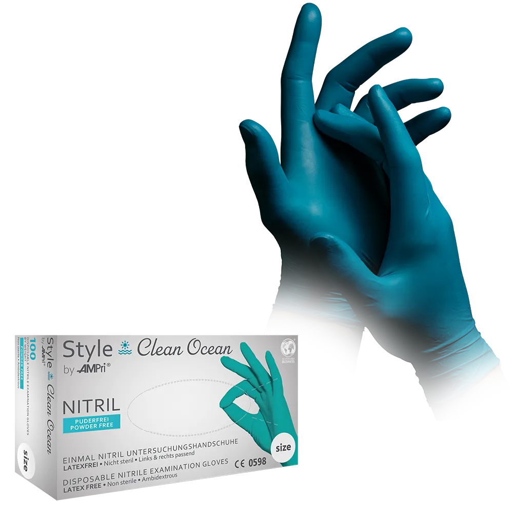 Nitrile gloves, green, green ocean, size XL, powder free, style CLEAN OCEAN, green by Med-Comfort