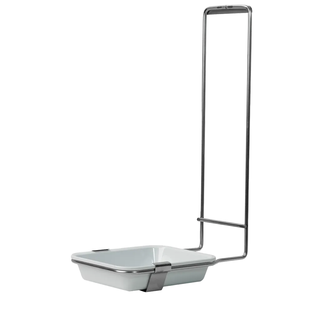 Stainless steel bowl holder, for all 1000 ml disinfectant and soap dispensers with removable plastic bowl as accessory for wall dispensers.