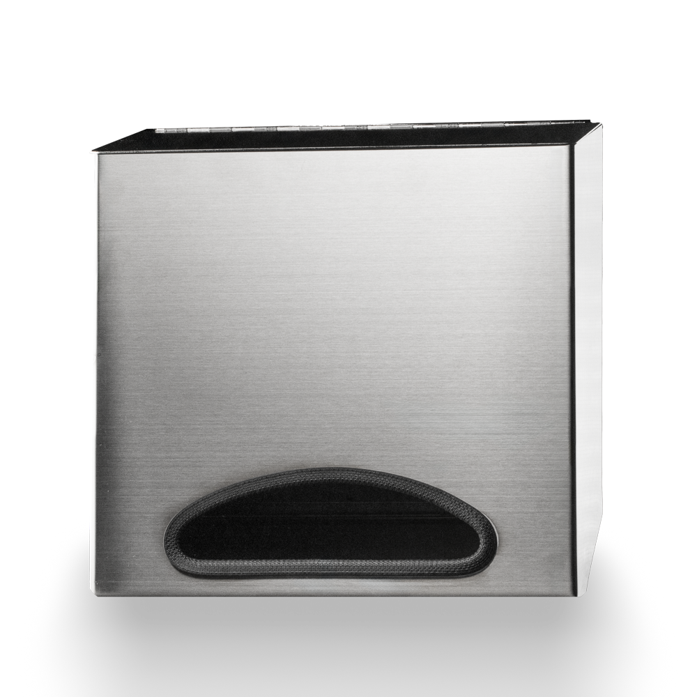 Universal dispenser, 300 x 300 x 140 mm, stainless steel: buy suitable dispenser for wall mounting for hygienic distribution of disposable gloves, clip-on bonnets, beret bonnets, sleeve protectors, overshoes as medical accessories or practice supplies.
