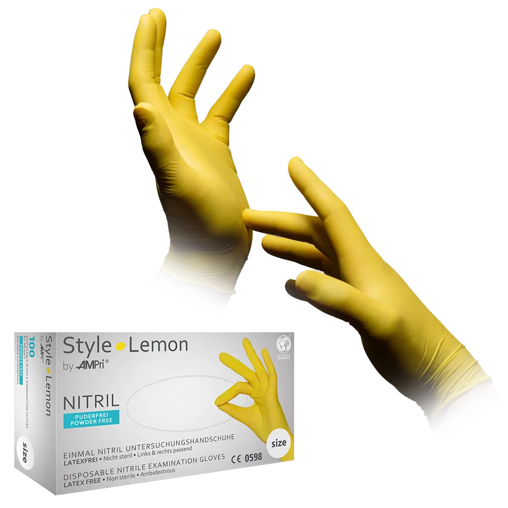 Nitrile gloves, yellow, size XL, powder free, style Lemon by Med-Comfort