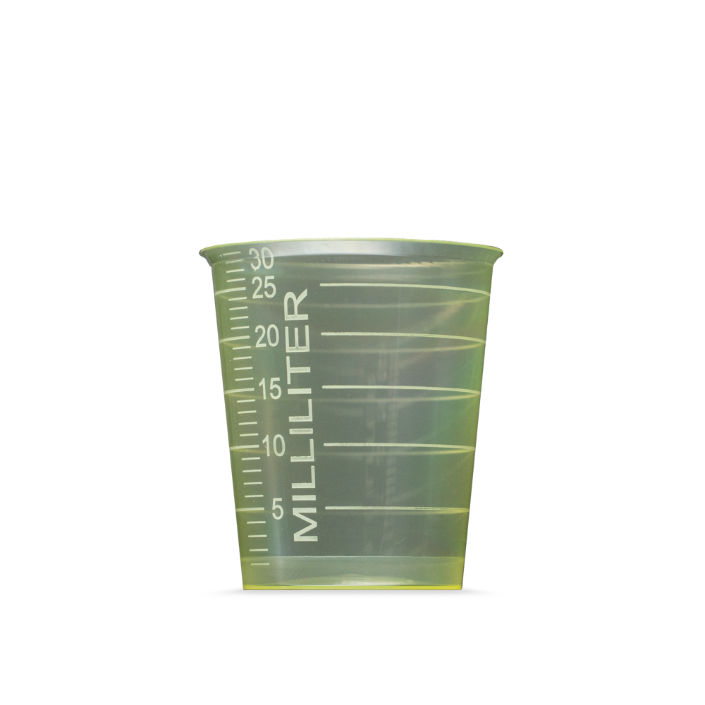 PP Medicine cup, colour yellow, 30 ml, graduated: buy polypropylene medicine cups for taking medicines or for dosing liquids and dispensing medicines as ward supplies.
