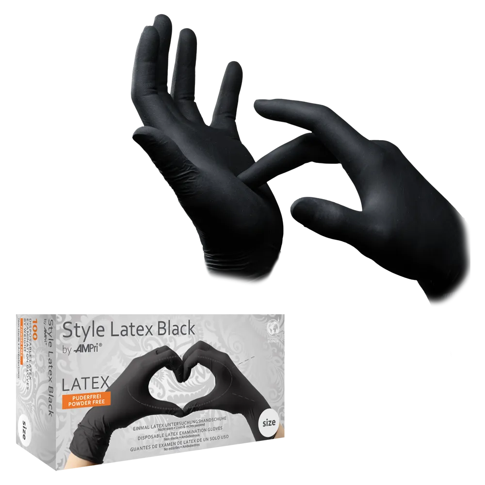 Latex gloves, black, size XL, powderfree, style Latex black