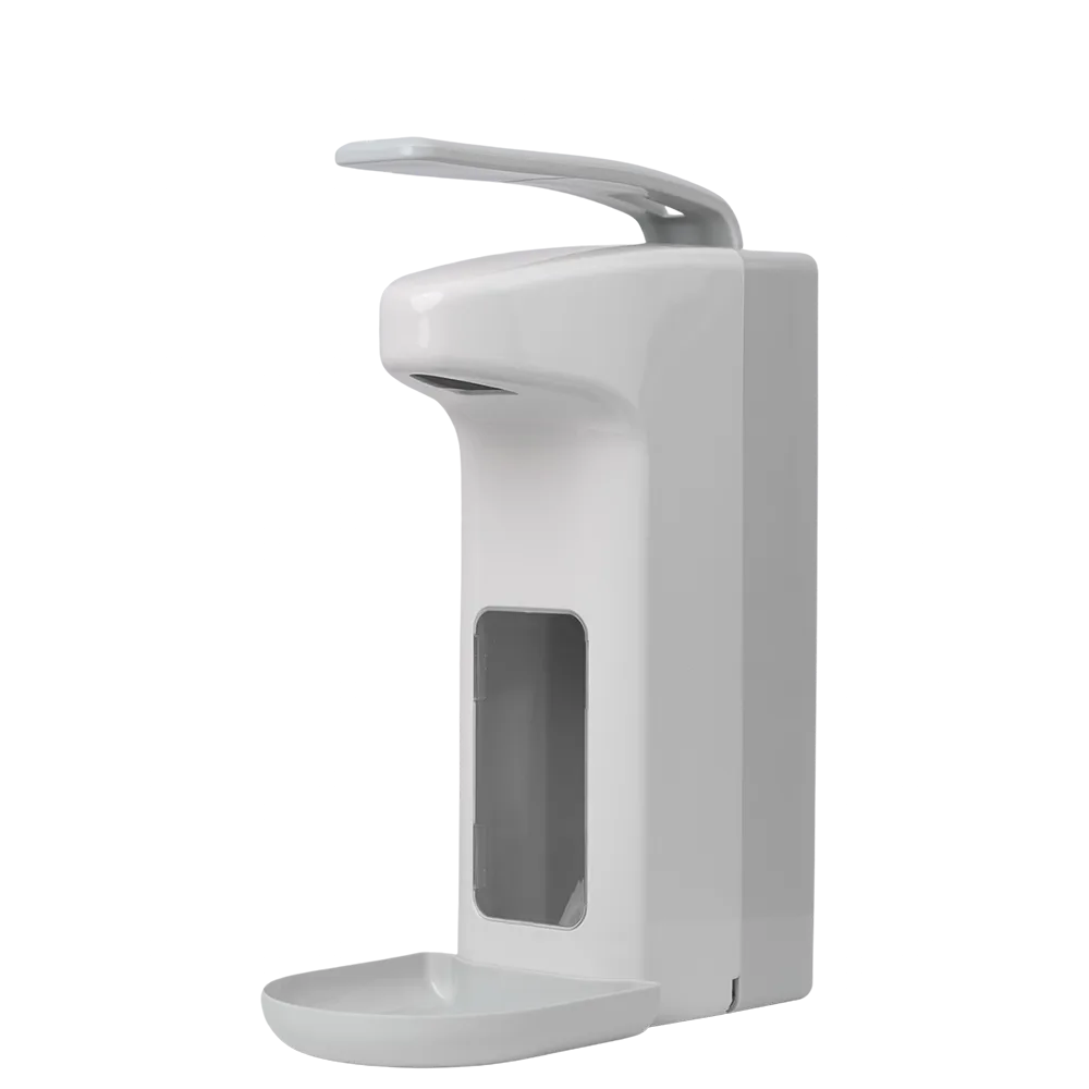 Wall dispenser for 500 ml liquid soaps and disinfectants, colour white, grey, 320 x 120 x 230 mm