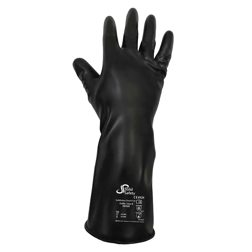 Chemical protective glove, type A, size 8, black, Solidsafety ChemV Full