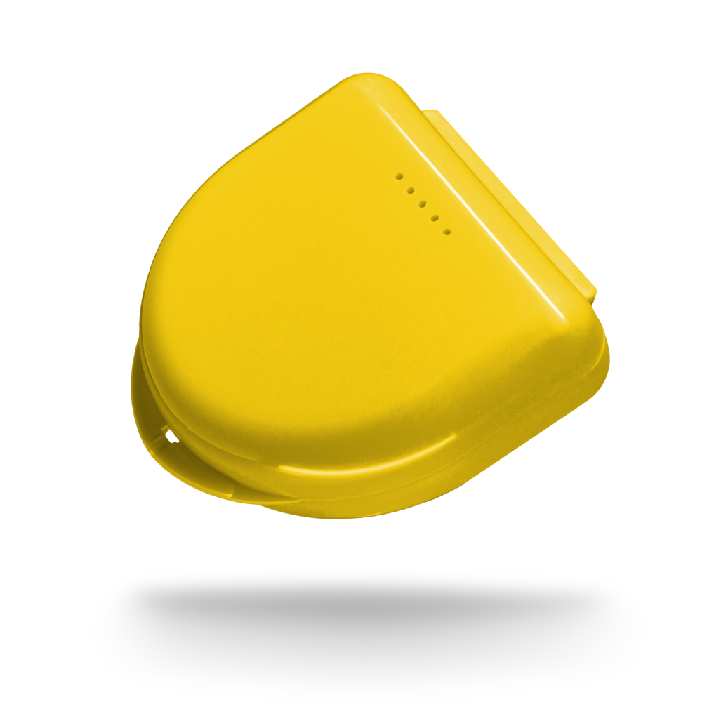 PP Dental splint box for adults, 65 x 58 x 20 cm, colour yellow, polypropylene: buy stable and robust splint box for storing dental splints and bite guards as dental supplies.