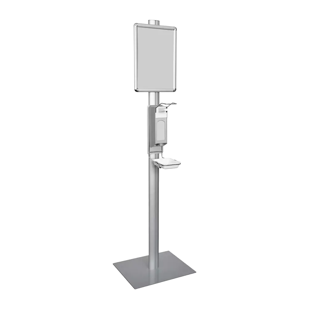 Mobile disinfection column with information frame
