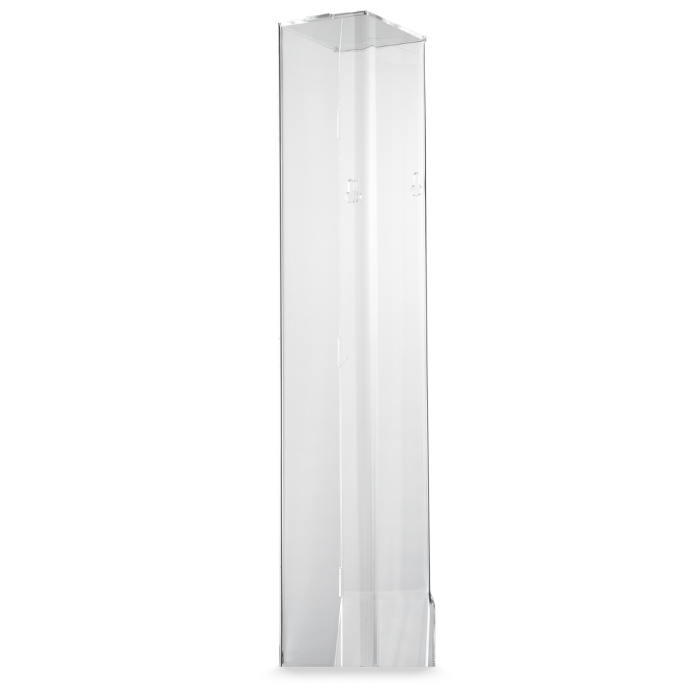 Dispenser for 100 mouth rinsing cups, 44 x 7,8 x 7,8 cm, transparent, acrylic