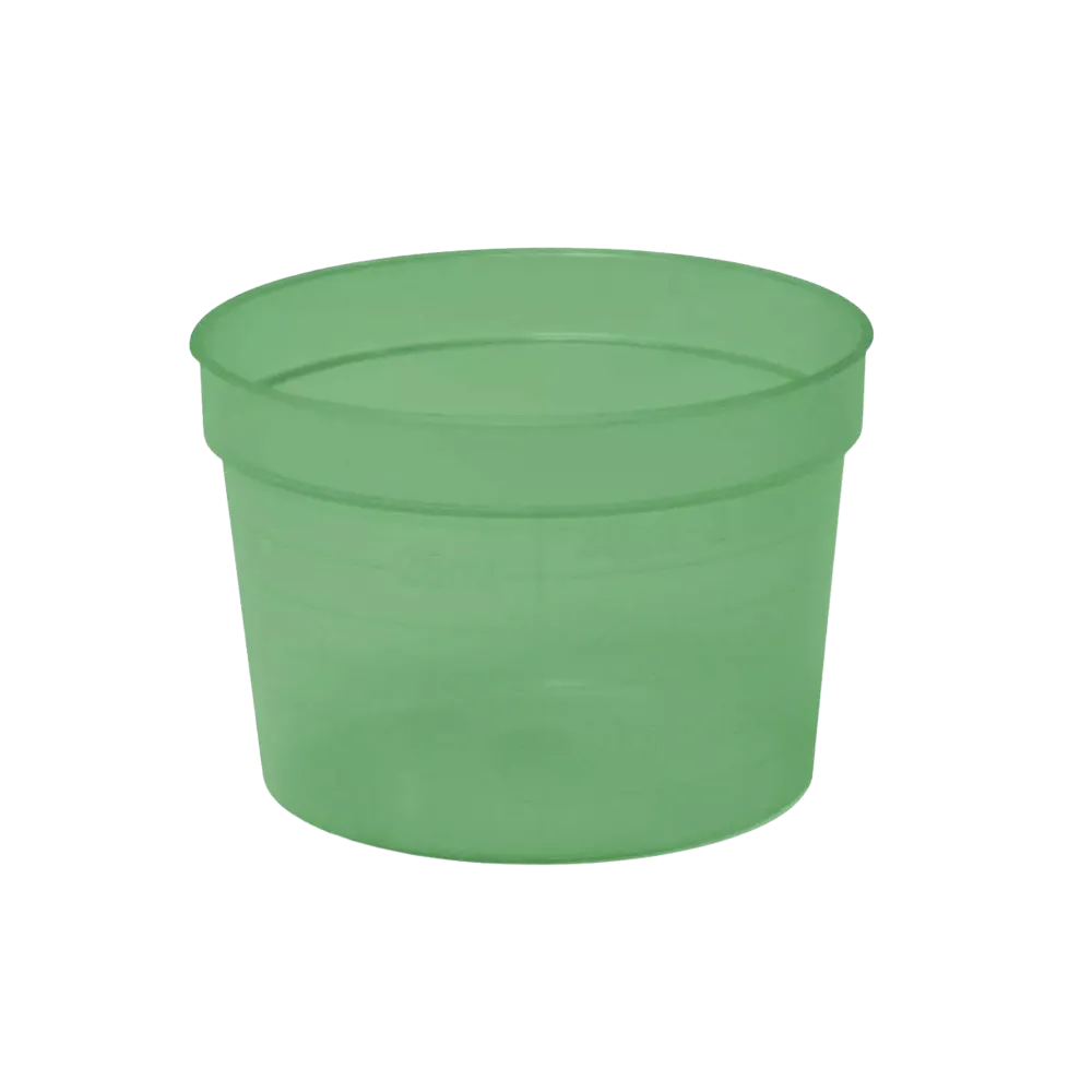 PP Medicine cup, colour green, wide, 30 ml, graduated