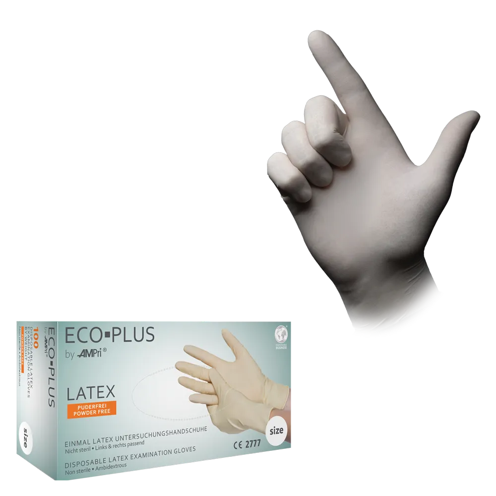 Latex gloves, white, size XL, powderfree, Eco-Plus